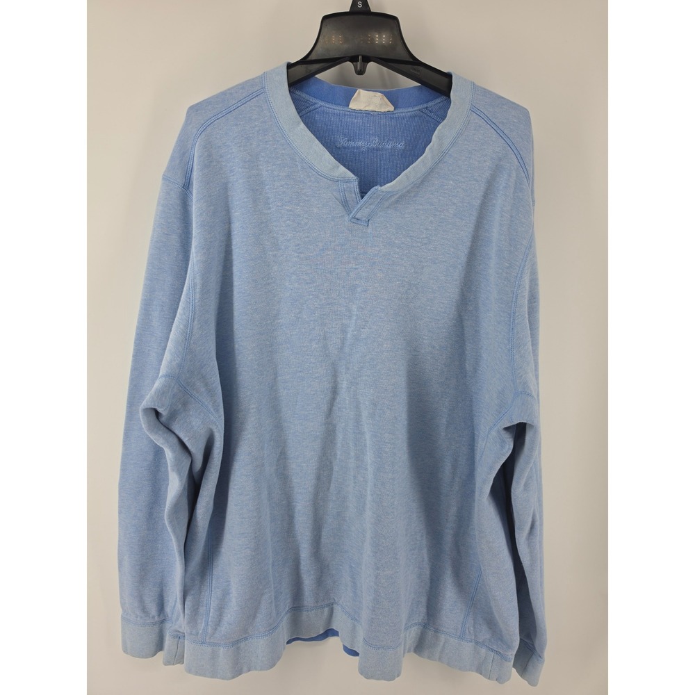Tommy Bahama Reversible Sweatshirt Mens Blue Split Neck Cotton Tencel Blend
